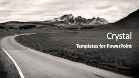  Presentation with mountain road up hill - Cool new PPT theme with roads black white - road leading to blaven mountain backdrop and a dark gray colored foreground