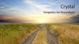  Presentation with black road - Slides featuring roads black white - rural road to sunset across background and a light blue colored foreground