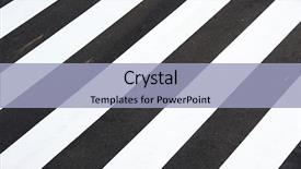  Presentation with school crossing safety - PPT theme consisting of roads black white - zebra crossing without anyone crossing background and a light blue colored foreground