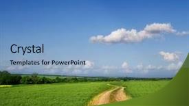  Presentation with rural india paddy field green - PPT layouts with roads blue colour - rural landscape with dirt road background and a light blue colored foreground