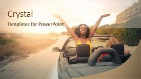  Presentation with driving road - Theme with roads life - driving on a sunny road background and a cream colored foreground