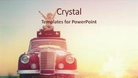  Presentation with vintage car - PPT layouts with roads life - toward adventure girl relaxing background and a lemonade colored foreground