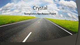  Presentation with blue line - Presentation design featuring roads line - asphalt road and green meadow background and a light blue colored foreground