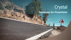  Presentation with island - Presentation theme with roads line - mountain road canary island tenerife background and a ocean colored foreground