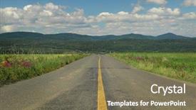  Presentation with blue line - Amazing presentation theme having roads line - roadtrip on a road backdrop and a gray colored foreground