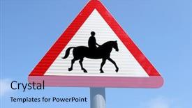  Presentation with horses - Colorful theme enhanced with roads outline - british accompanied horses or ponies backdrop and a light blue colored foreground