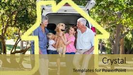  Presentation with family pet - Amazing PPT theme having roads outline - digital composition of happy family backdrop and a yellow colored foreground