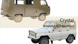  Presentation with jeep - Slide deck featuring roads outline - jeep and military bus background and a lemonade colored foreground