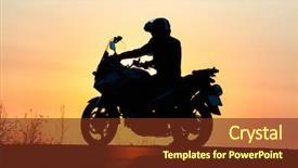  Presentation with motorbike - PPT theme enhanced with roads outline - man on his motorbike riding background and a tawny brown colored foreground