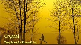  Presentation with golden - Colorful PPT theme enhanced with roads outline - running man silhouette in golden backdrop and a tawny brown colored foreground