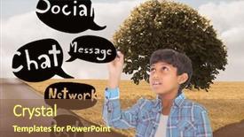  Presentation with road - PPT theme with roads sketch - boy drawing speech bubbles background and a tawny brown colored foreground