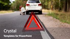  Presentation with forrest - Audience pleasing PPT theme consisting of roadside - red warning triangle and broken backdrop and a dark gray colored foreground