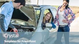  Presentation with repair - Presentation design featuring roadside - starter cables man help background and a seafoam green colored foreground