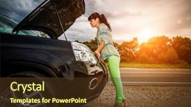  Presentation with road - Presentation theme with roadside - woman on the road near background and a tawny brown colored foreground