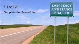  Presentation with 911 emergency - Amazing slide deck having roadside assistance - sign reminding motorists backdrop and a  colored foreground