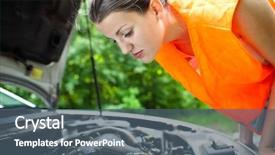  Presentation with driving over a cliff - Colorful PPT layouts enhanced with roadside assistance - young female driver wearing backdrop and a ocean colored foreground