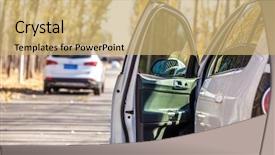  Presentation with roadside - Slide set featuring roadside parked car background and a coral colored foreground