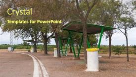  Presentation with roadside - Slide deck enhanced with roadside-picnic-area-in-catalonia background and a tawny brown colored foreground