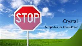  Presentation with roadside - PPT layouts consisting of roadside red stop sign background and a light blue colored foreground