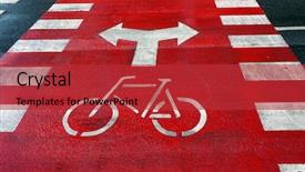 Presentation with bicycle - Audience pleasing slides consisting of roadsign - bicycle lane sign and arrows backdrop and a red colored foreground