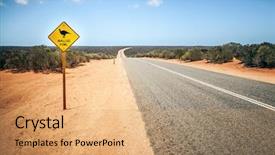  Presentation with australia - Slides consisting of roadsign - image of a australia road background and a coral colored foreground