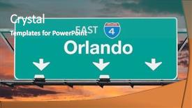  Presentation with highway - Audience pleasing PPT theme consisting of roadsign - interstate 4 east to orlando backdrop and a teal colored foreground