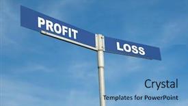  Presentation with profit loss - PPT theme having roadsign spelling profit and loss background and a light blue colored foreground