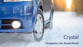  Presentation with tires - Presentation theme with roadway safety - blue car with winter tires background and a sky blue colored foreground