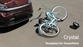  Presentation with road safety - Audience pleasing PPT layouts consisting of roadway safety - car and bicycle accident backdrop and a gray colored foreground