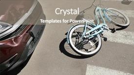  Presentation with street accident - PPT theme with roadway safety - car and bicycle accident background and a gray colored foreground