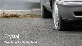  Presentation with car flat tire - Beautiful presentation featuring roadway with a flat tire backdrop and a gray colored foreground