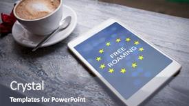  Presentation with european union - Presentation theme having roaming text on european union background and a gray colored foreground