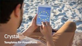  Presentation with european union - Cool new presentation with roaming text on european union backdrop and a tawny brown colored foreground