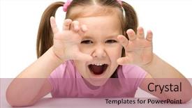  Presentation with scary - Amazing presentation theme having roar - cute little girl is showing backdrop and a coral colored foreground
