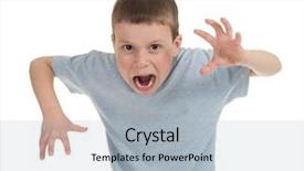  Presentation with big boy - Presentation theme with roar - playing boy on white background and a light blue colored foreground