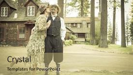  Presentation with roaring twenties - Slide deck having roaring twenties - attractive 1920s dressed romantic couple background and a yellow colored foreground