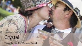  Presentation with 1920s - Audience pleasing slide set consisting of roaring twenties - attractive mixed-race couple dressed backdrop and a mint green colored foreground