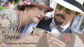  Presentation with twenties - Amazing slide set having roaring twenties - attractive mixed-race couple dressed backdrop and a coral colored foreground