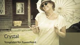  Presentation with twenties - Cool new PPT layouts with roaring twenties - beautiful 1920s dressed girl backdrop and a soft green colored foreground