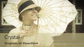  Presentation with 1920s - Slide set with roaring twenties - beautiful 1920s dressed girl background and a coral colored foreground