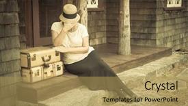  Presentation with twenties - Beautiful slide deck featuring roaring twenties - distressed 1920s dressed girl next backdrop and a yellow colored foreground