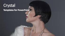  Presentation with twenties - Slide set with roaring twenties - flapper 1920s style brunette dancer background and a dark gray colored foreground