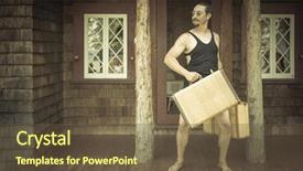  Presentation with twenties - Cool new slide deck with roaring twenties - goofy gentleman dressed in 1920s backdrop and a tawny brown colored foreground