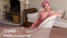  Presentation with 1920s - Slide deck consisting of roaring twenties - sensual 1920s woman in pink background and a coral colored foreground