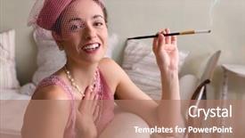  Presentation with twenties - Cool new presentation theme with roaring twenties - sensual 1920s woman in pink backdrop and a coral colored foreground