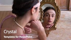  Presentation with twenties - Presentation theme having roaring twenties - sensual young woman in 1920s background and a tawny brown colored foreground