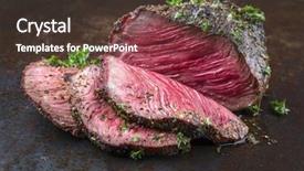  Presentation with sheet metal - Amazing presentation theme having roast beef - barbecue wagyu point steak sliced backdrop and a tawny brown colored foreground