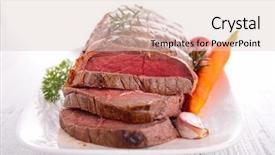  Presentation with roast beef - Presentation design having roast beef and vegetables background and a lemonade colored foreground