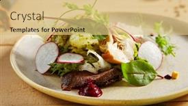  Presentation with healthy nutrition - Cool new PPT theme with roast-beef-artichokes-and-poached backdrop and a yellow colored foreground