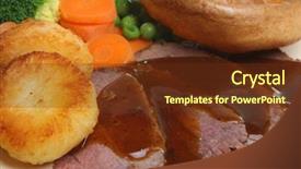  Presentation with pudding - Audience pleasing PPT theme consisting of roast beef dinner with yorkshire backdrop and a tawny brown colored foreground